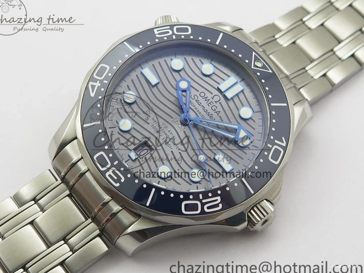 0324 Seamaster Diver 300M ORF 1:1 Best Edition Blue Ceramic Gray Dial on SS Bracelet A HighQuality 7867